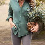 Frank & Eileen  - Eileen Relaxed Button Up Triple Fleece in Rosemary Photo 0