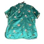 Japan Kimono Chinese Cheongsam Green Satin Oriental Womens Size 40 Zip Vintage Photo 0