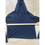 Athleta  Womens Blue & Black Steady State‎ Cropped Ribbed Hoodie Sweater Size S Photo 2