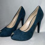 Nine West Peep Toe Dark Turquoise High Heels Womens Sz 10 Leather Upper Photo 3