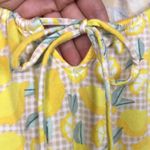 Lands’ End Petite Women’s Lemon Plaid Print Keyhole Tie 7/8 Sleeve Blouse Yellow Size undefined Photo 2