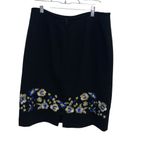 Tahari‎ ASL Black Skirt Suit Set 12 Embroidered Floral Jacket Career Office Photo 5