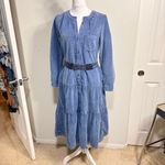 Pilcro Anthro  Long Sleeve Corduroy Denim Color Blue Tiered Dress XS-MED, NO BELT Photo 3