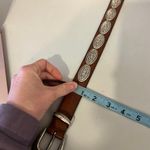 Ann Taylor 90s Vintage  Tan Genuine Leather Silver Studded Belt Size Small Photo 8
