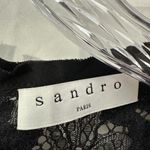 Sandro Lace Floral Sheer Black Top Size 3 / US Size 8 Photo 4