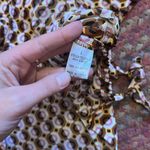 Sweet Rain  YOUNG CONTEMPORARY RETRO BROWN PRINT BUTTON UP CROP SIDE TIE POLO Photo 3