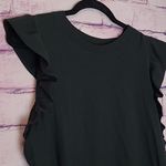 Nation Ltd  100% PIMA COTTON RUFFLE TRIM BLACK TANK TOP XL Photo 2