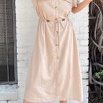 Old Navy Cream safari style utility adjustable waist midi dress sz s  Photo 0