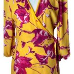 Color Me Courtney Dress Womens Small Yellow Red Floral Print Eleanor Wrap Midi Photo 6