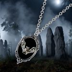 Retro Gothic Style‎ Oval Vampire Bat Pendant Necklace Fashion Collarbone Chain Silver Photo 8