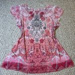 One World  Pink Sequin Artsy Boho Floral Indie Flowy Pink White Silver Brat Sz M Photo 1