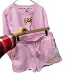 Cozy Holiday Fleece 2 Piece Short Sweatshirt Set Holiday Cats Large Pink Photo 8