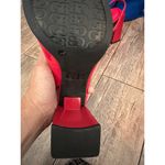 GB  Women's Red Take Patent Leather Double Buckle block Slingback Heels Size 10 Photo 3