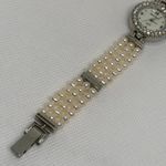 Ocean Dream Pearl Watch women silver tone rhinestones 23mm round 7” running Photo 4