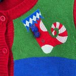 Gloria Vanderbilt Ugly Christmas Sweater Cardigan Medium  snowmen, stocking Color Photo 2