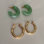 Jaded Jewels Jaded & Small Gold Hoop Earrings Photo 0