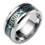 Blue Carbon Fiber Jesus Ring Photo 0