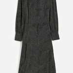 Madewell  Tie Waist Midi Dress Dot Black Long Sleeve A Line Godet Small NWT Photo 5