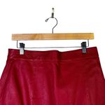 RZR 100% Genuine Leather Knee Length Skirt Womens 14 Red Slit Retro 90s Grunge Photo 2