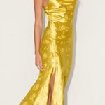 Lulu's Sunny Yellow Satin Midi Dress Gold Size M Photo 2