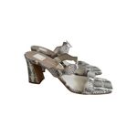 DOLCE VITA Women's Snake Print Leather Double Strap Sandals Heels Size 14 NWOB Gray Photo 4