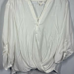 Everly  white crisscross roll up sleeve blouse, size medium ￼ Photo 0