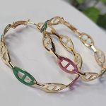 Gold with Colors Mariners Chain Link Hoop Earrings Photo 0