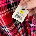 Betsey Johnson  Red Pink Plaid Fleece Velour Lounger Hoodie Dress Medium Photo 6