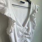 ZARA White Ruffled Crop Blouse with Tie Front Photo 3