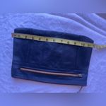 VKK dark blue black leather pouch/wristlet zipper Genuine Leather lightweight Photo 6