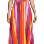 Olivia Rubin Multicolor Thea Sequin Stripe Midi Dress sz 4 Red Photo 0