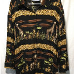 BFA Classics Women's 2X‎ Safari Animal Print Long Sleeve Button Up Shirt Top Black Size undefined Photo 0