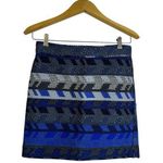 Maje Jakarto Jaquard Mini Skirt 38 Womens Blue Geometric Heavy Knit Zip Boho Photo 0