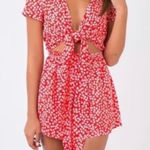 Princess Polly NWT Virgo Tie Front Romper Red size 8 Photo 0