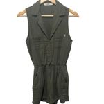 Obey Worldwide Green Collared V Neck Sleeveless Romper Shorts Sz 26 Pockets Photo 1