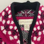 appleseed's Cottagecore Grandmacore Pink Floral Zipper Wool-blend Sweater Small Photo 8