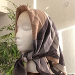 Anne Klein retro geometric silky square scarf brown blur cream scarf/hair wrap Approx 25”x25” Photo 0