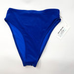 frankie's bikinis Jenna Royal Blue Ribbed High Waisted Bikini Bottoms Photo 1