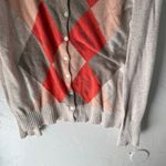 Old Navy Y2k Size Large Beige Orange Argyle Diamond Button Academia Sweater Photo 2