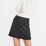 Marine layer  Myra Mini Skirt Faux Suede Black button front Size 10 Photo 0
