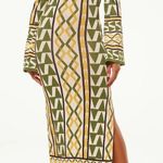 MISA Los Angeles  Geometric Print Off Shoulder Long Sleeve Knit Maxi Dress XS Photo 0