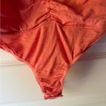 Kittenish  Coral Puff Sleeve Ruched Bodysuit Size Large Photo 3