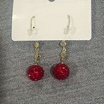 Sterling Silver Red Crystal Cubic Zirconium Drop Dangle Earrings NEW Prom Party Photo 3