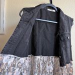 Origami Longline Open Front Layered Textured Knit Cardigan Vest L XL Duster Boho Black Photo 5