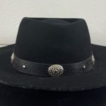 ROCKMOUNT RANCH WEAR Black Felt Wool Silver Concho Edgy Western Cowboy Hat Photo 1