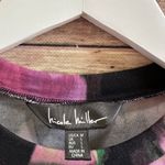 Nicole Miller Tee Women’s Size Medium Black Purple Floral Short Sleeve NWT Photo 3