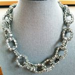 J.Crew Silver Hoop Links Rhinestone Necklace Photo 0