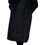 Townhouse Black Midi Trench Coat Long Sleeve Belted Full Button Women's Sz L Size L Photo 0