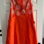 Pendleton  Tangerine White Floral Sleeveless A‎ Line Dress Size 10 Photo 0
