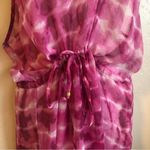 SPIAGGIA Dolce XL Coverup Tie dye Sheer with beaded front Belted mini dr… Pink Photo 4